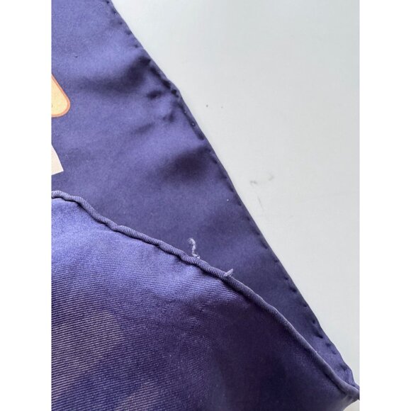 Vintage SALVATORE FERRAGAMO Navy Patchwork Silk Twill 34" x 33" Square Scarf - Picture 9 of 15